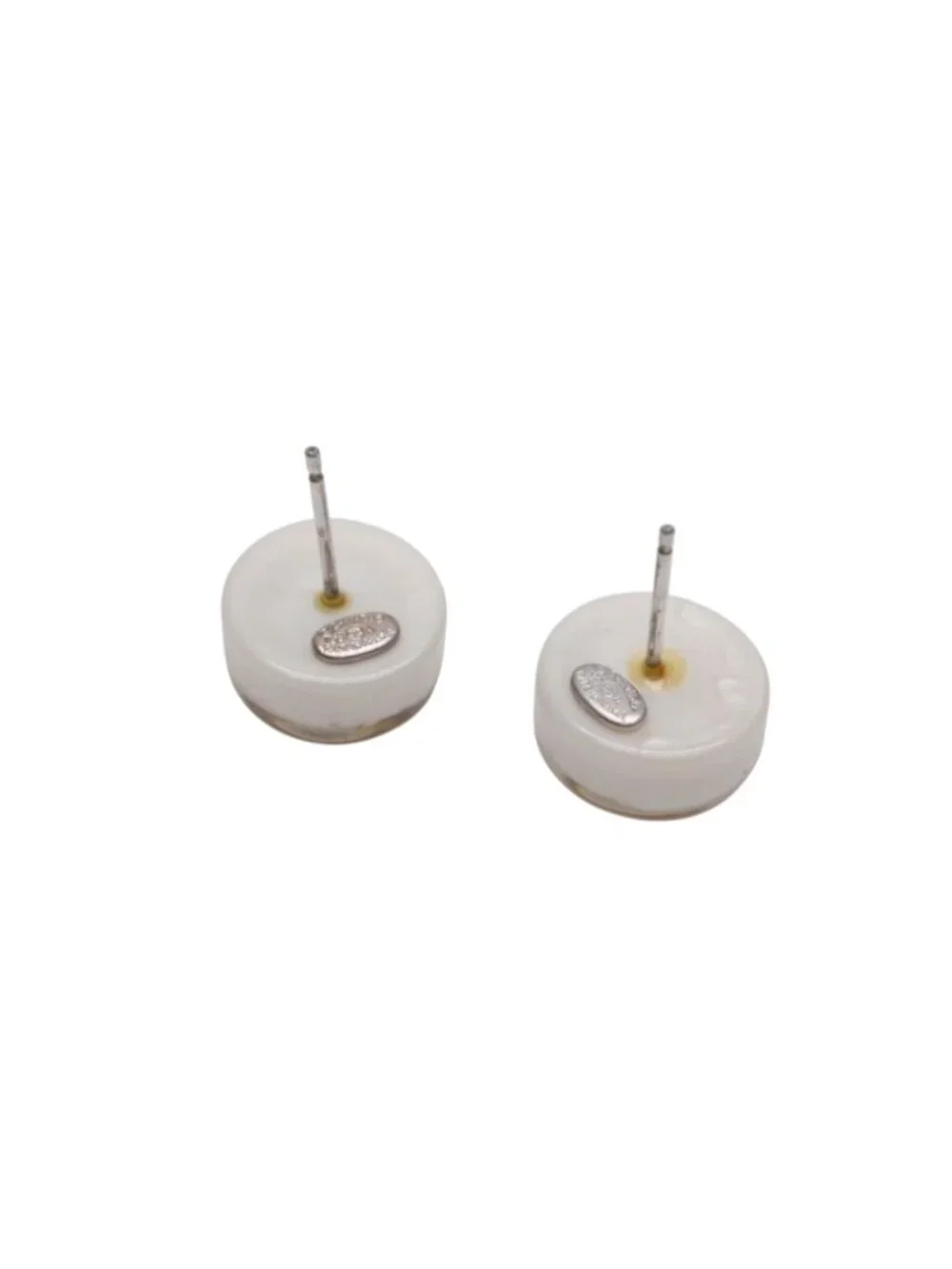 Chanel CC Logo Earrings 99 Metal Resin White Silver Clear